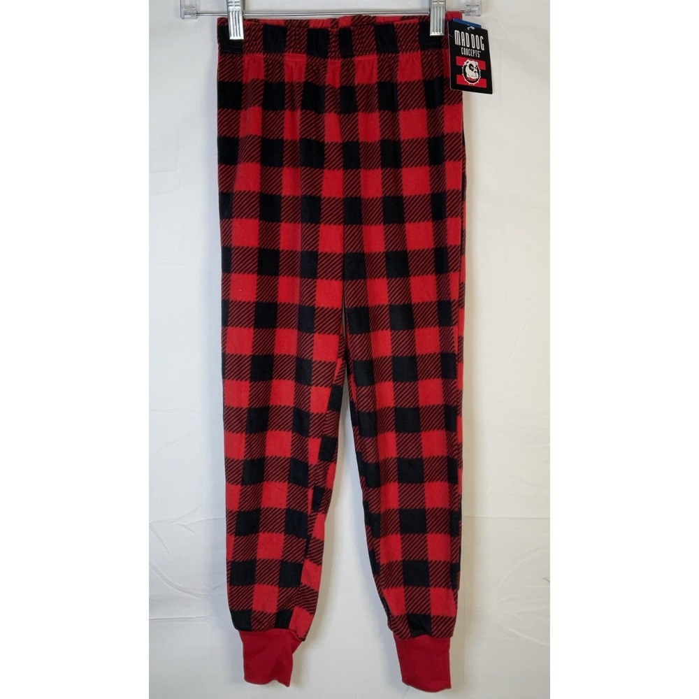 NWT Boy's Mad Dog Concepts Flame Resistant Red & Black Fleece Pajama Pants - 6/8